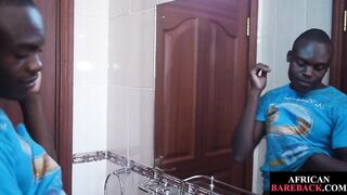 Twink African strips and jerks his dong in solo action