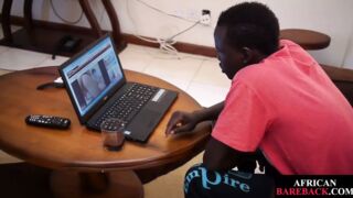 Slim black amateur fingers ass and masturbates indoors