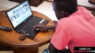 Slim black amateur fingers ass and masturbates indoors