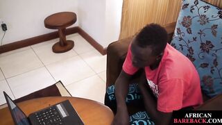 Slim black amateur fingers ass and masturbates indoors