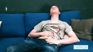 Horny Cute Brunette Ethan O Jerks Off His Big Cock And Cums!