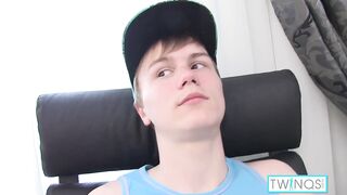 Skinny Blonde Liam P Strips Nude And Jerks Off His Big Cock!