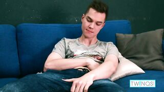 Ethan Drains His Prick On Himself After Had Jerked Off!