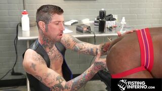 BBC Client Spitroasted By Hunk Tattooers - FistingInferno