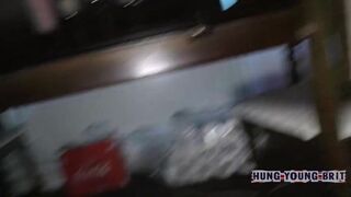 Pervy watching Charlie slide his massive dick in masked boy's cummy hole