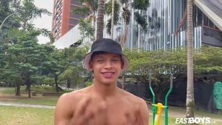 Two hot latino guys show their muscles