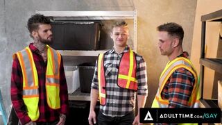 ADULT TIME - Jock Blain O'Connor & Coworker DESTROY Newbie Jonathan Taylor's Twink Ass! DOUBLE ANAL