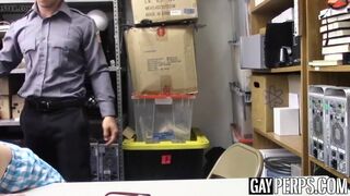 Thieving twink facialized after disciplinary bareback