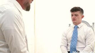 Hot Suited hairy DILF Felix Kamp seduces smooth young twink