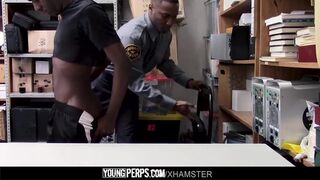 Twink - Muscular Black Security Officer Fucks