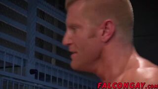 Muscle hunk prison guard anal action during work