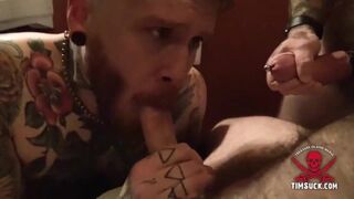 Relax your throat and let your dads feed you