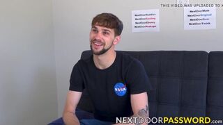 Big cocked gay Jerold Benton masturbates after an interview