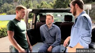Gay Threesome at the Jeep, just to relieve tension