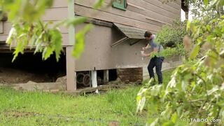 Piledriving his ass while standing