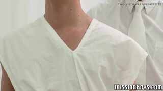 Pastor sucks off muscular twink and then fucks him afterward