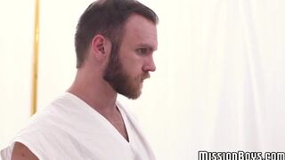 Beefy Mormon pastor raw fucks hairy initiate before creampie