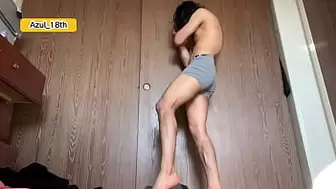 Cute guy exercising his body in the morning before fucking his best friend 18 years old