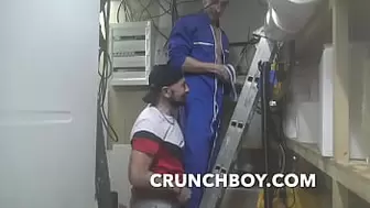 he sucks the big cock of a straight worker too handsome