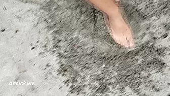 playing with my feet on the beach