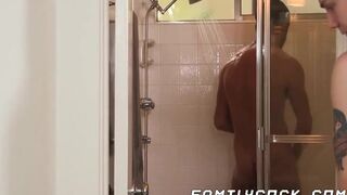 Throat fucking and cum in mouth with stepdad and twink