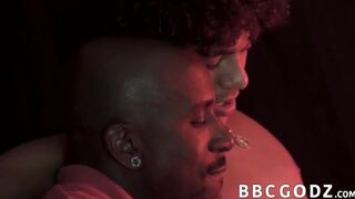 Cute ebony barebacked while having his hard dick stroked