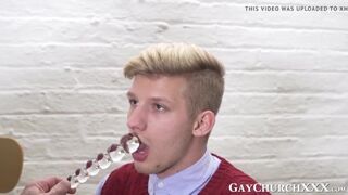 Priest uses sex toys on petite Catholic and pounds him raw
