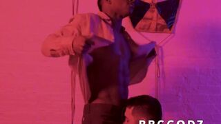 Ebony hunk seduces a guy into interracial bareback