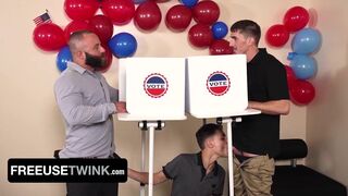 Cute Bottom Takes a Big White Election Night Erection ~ StepUncle ft. Amone Bane & BabyBear