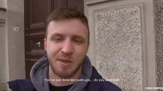 CZECH HUNTER 416 - Buff Tattooed Stud Takes A Bareback Ride On A Big Cock