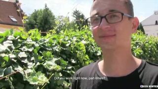 CZECH HUNTER 448 - Twink With Trendy Glasses Gets His Balls Played With