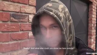CZECH HUNTER 406 - Twink In His Hoodie Gets Persuaded To Give Up His Ass For Cash