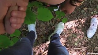 CZECH HUNTER 453 - Blonde Twink Sucks Strangers Big Dick POV In The Woods