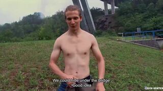 He Spots A Cute Twink Fishing And Offers Him Enough Cash To Make Him Suck His Dick - Hunter