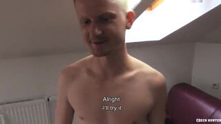 Tall Blond Guy Needs Some Extra Cash, So He Takes The Offer To Stuff A Cock In His Mouth Get Paid - Hot