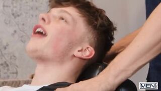 MEN - Sexy Hair Salon Owner Cristiano Sucks Jake Preston's Cock Under The Barber's Cape