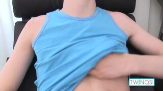 Slender Blonde Twink Liam P Strokes His Big Cock And Cums!