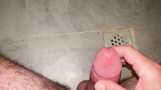 Boy cums in bathroom