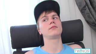 Skinny Blonde Liam P Strips Nude And Jerks Off His Big Cock!