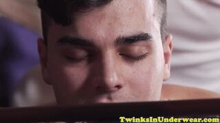 Amateur twink assfingered while jerking off