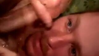 Mature gay duo give each other facials