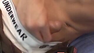 Barebacked Latino twink cums while getting slammed hard