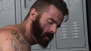 Tattooed Muscle Hunk Fucks Hairy Jock After Work-Out - Hot