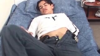 Latin Twink Cesar Fingers and Jerks Off