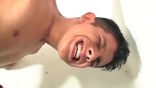 Young Gay Latino Threesome Spit Roasting