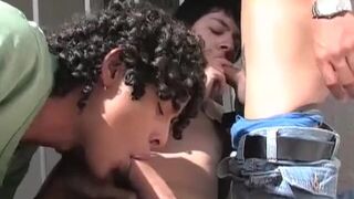 Threesome Raw Latino Twink Spit Roasting