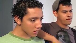 Twinks play act with all the BDSM gear while enjoy orgy