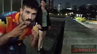 Two brazilian guys having outdoor sex in public