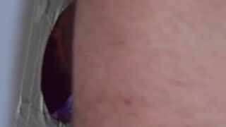 Big - Little Bitch Sucks Huge Cock Through Glory Hole