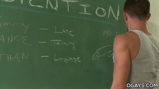 Gay threesome in the classroom
